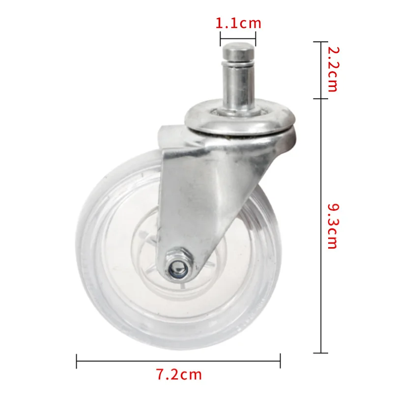 Transparent PC caster office chair wheel 3 inch plug rod wheel wear-resistant trolley universal furniture wheel
