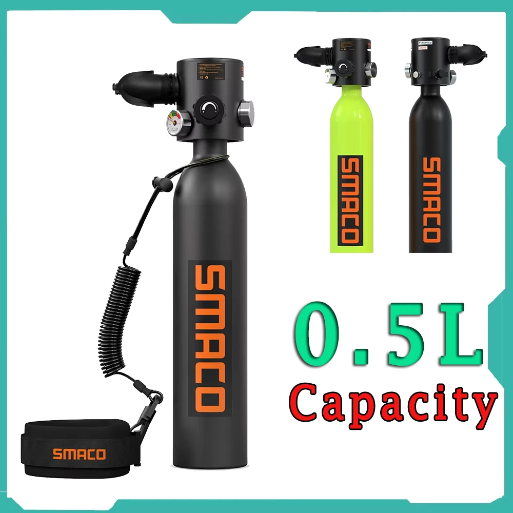 SMACO S500 0.7L Mini Scuba Diving Tank - Black