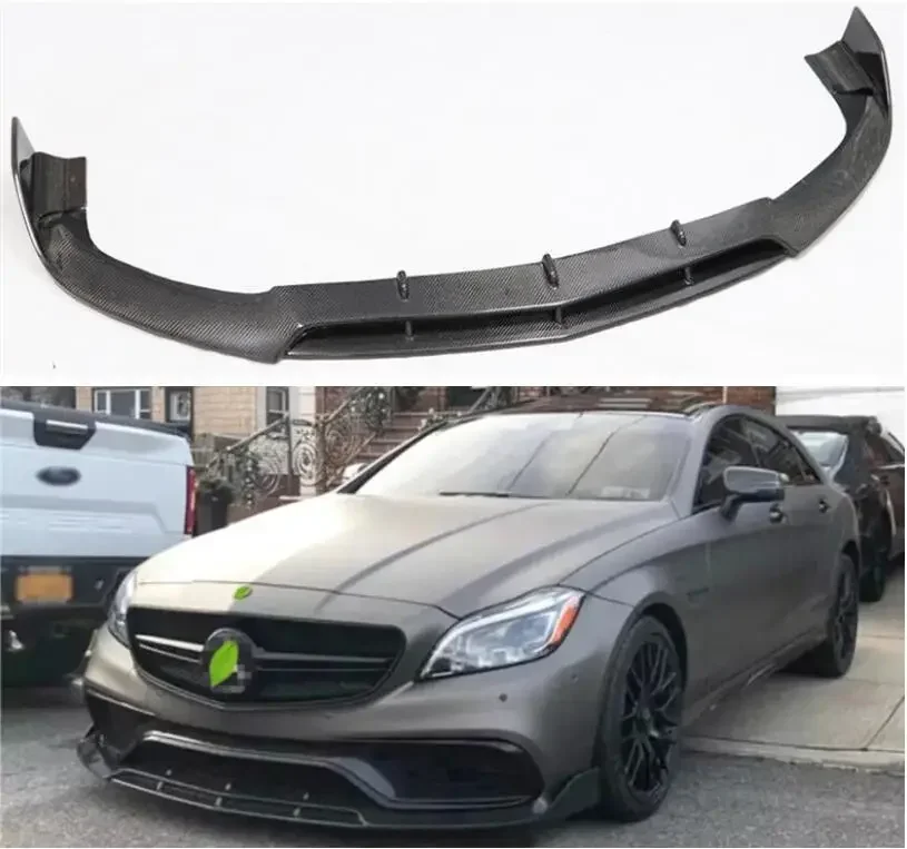 Carbon Fiber Front Bumper Lip Spoiler Splitters Aprons Fog light Air Vent Cover For Mercedes Benz CLS63 AMG W218 2015 2016 2017