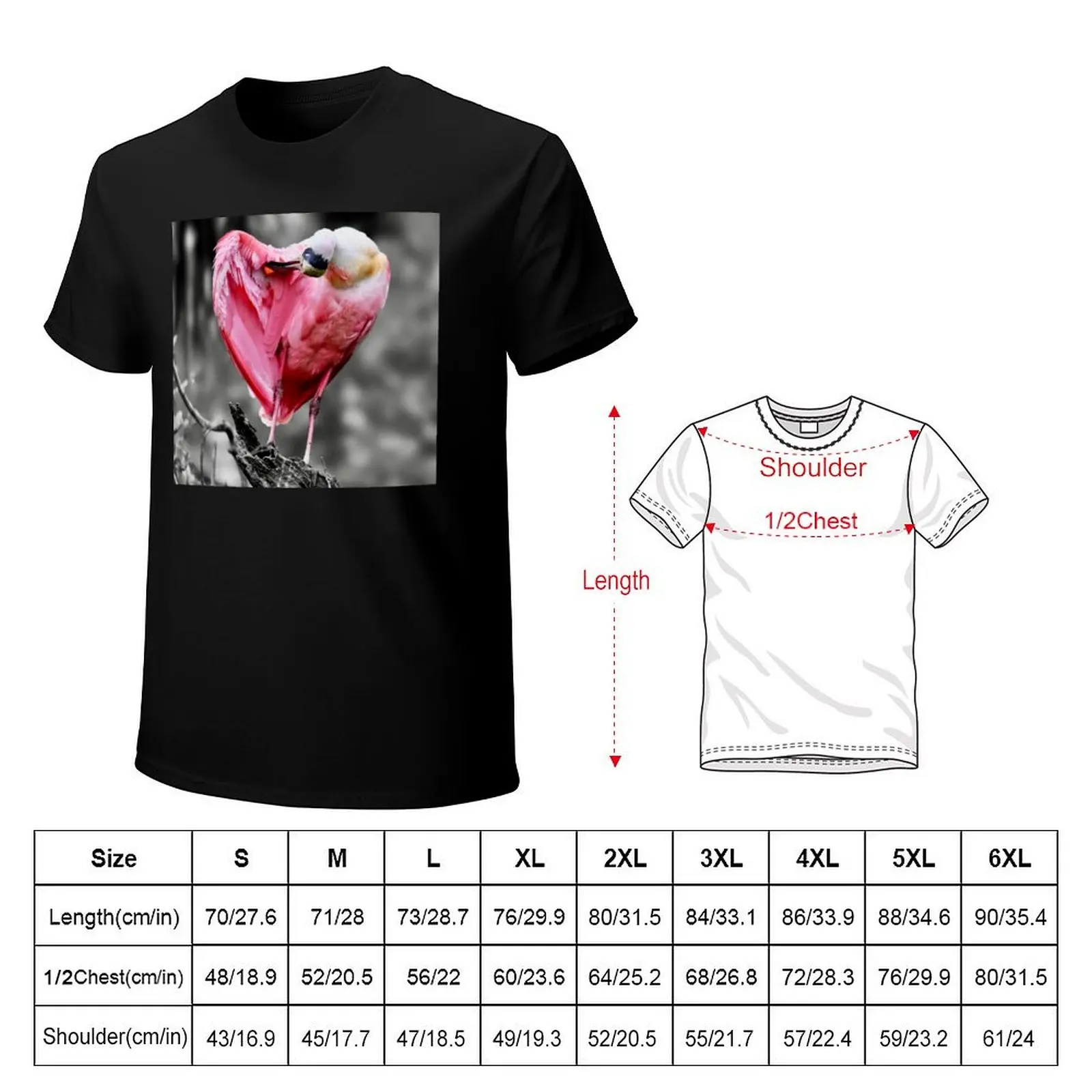 Roseate Spoonbill in Selective Color T-Shirt All Match Basic Short Sleeve Top