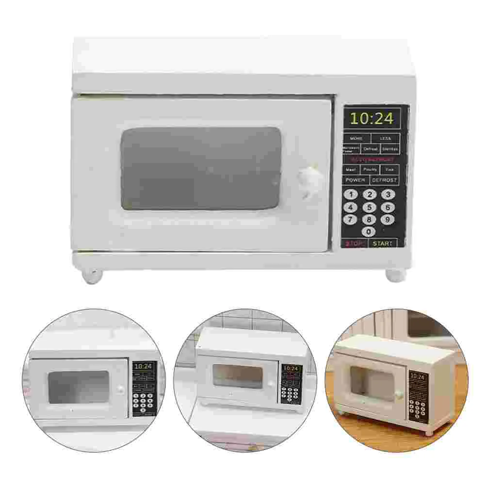 Microwave Oven Model Mini House Wooden Adornment Vintage Home Decor Miniature Supplies Toy Furniture Household