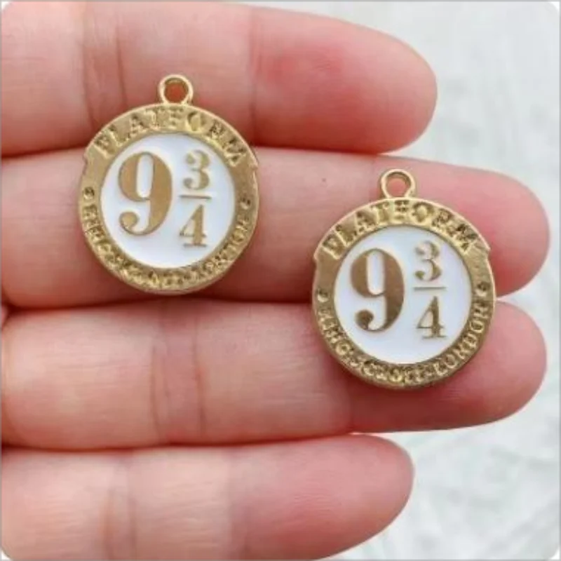 10pcs Cartoon Magic Round Letters Charms for DIY Making Bracelet Earring Necklace Keychain Drip Alloy Pendant Jewelry Accessorie