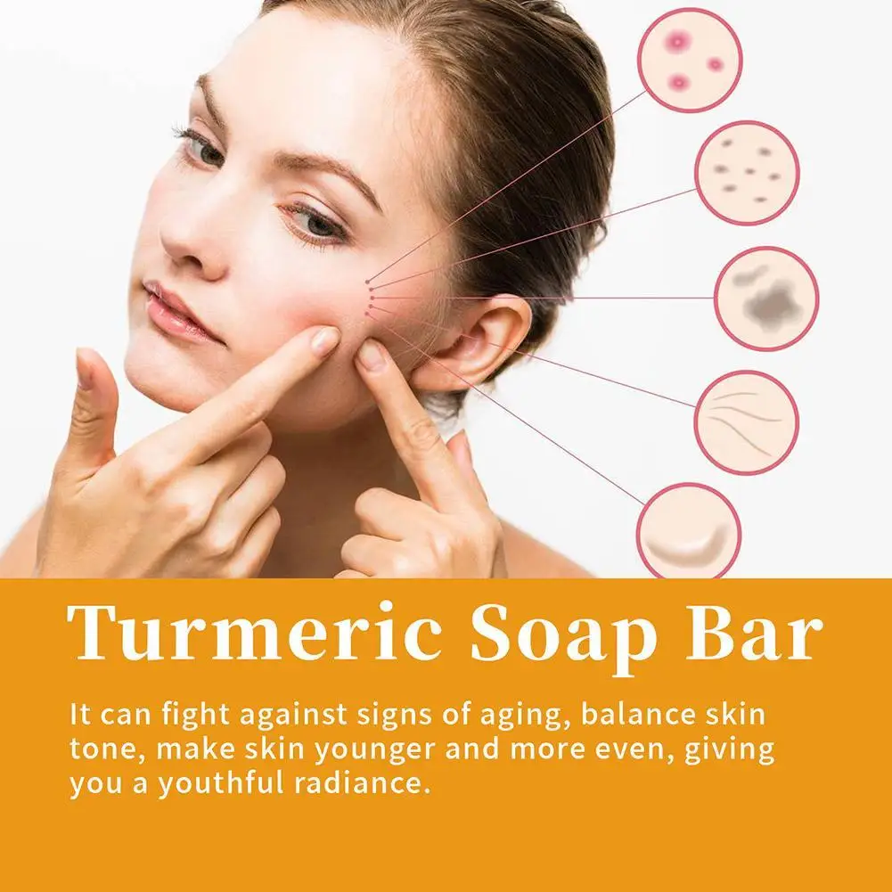 OUHOE Lemon Turmeric Kojic Acid Soap Bar Turmeric Face And Care Body Soap Care Skin Body Oil Removal Acne Soap Whitening Skin