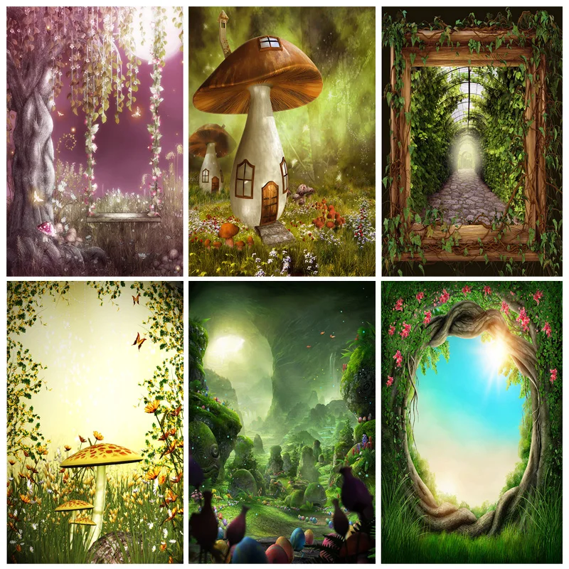 

Vinyl Custom Dream Forest Castle Fairy Tale Children Photography Backdrops Cartoons Photo Background Studio Props 21417MXF-01