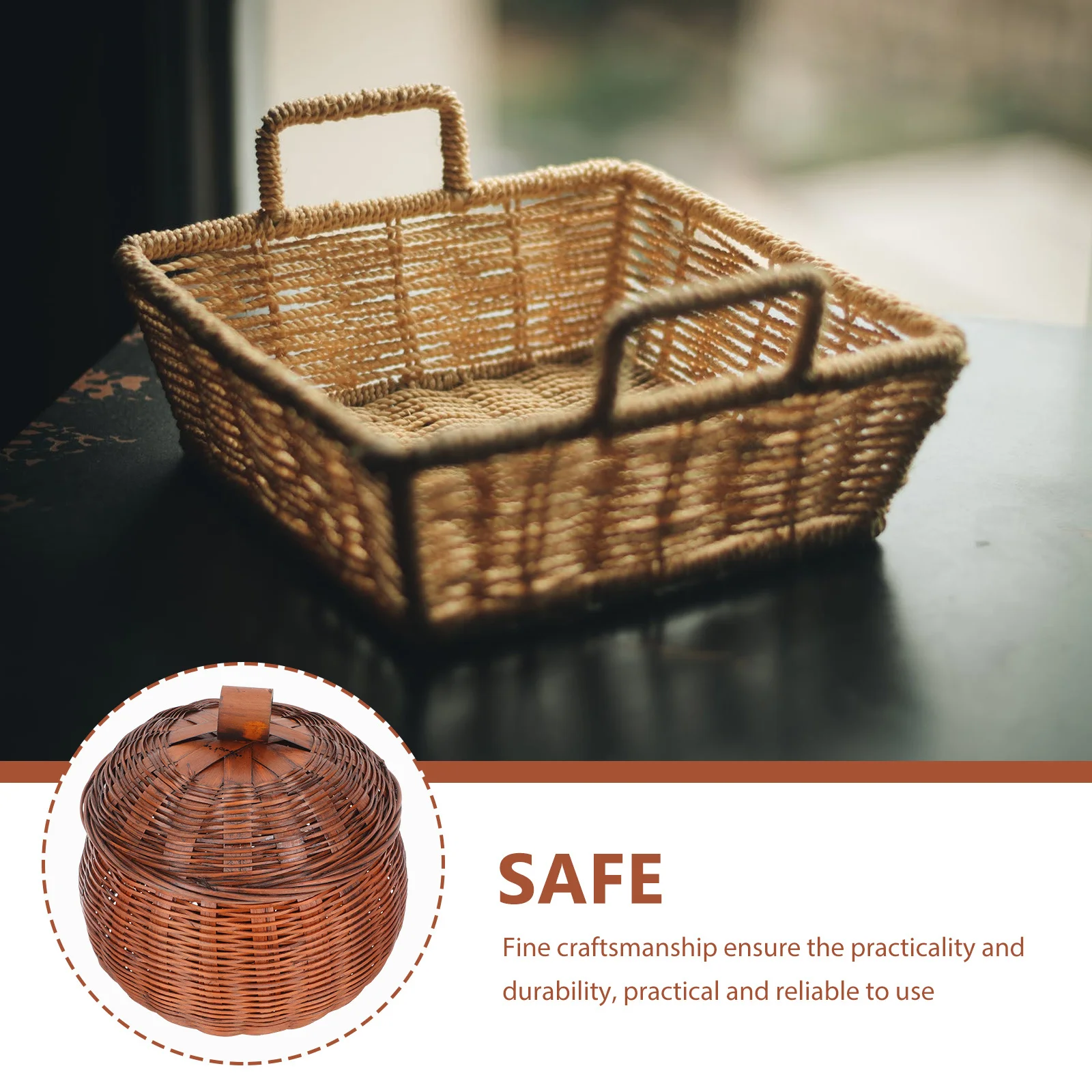 

Pumpkin Basket with Lid Sturdy Household Storage Basket Multi-Function Egg Holder Convenient Fruit Holder