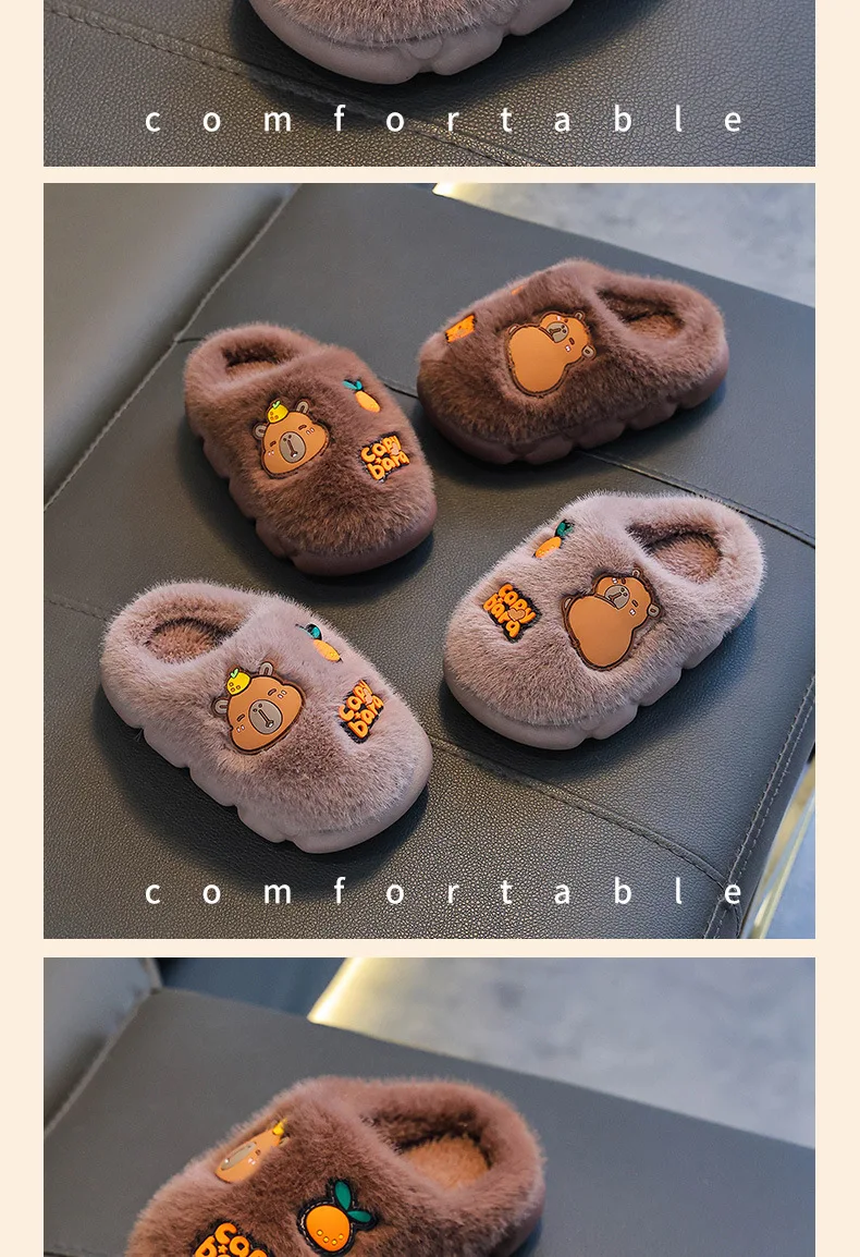 Capybara Winter Kinder-Plattform-Hausschuhe 2026 Modische Warme Plüsch-Eltern-Kind-Hausschuhe Rutschfeste Damen-Baumwollschuhe – Detail 14