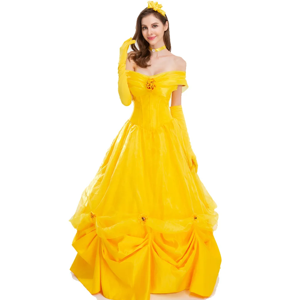 

Adult Belle Princess Costume For Performance Same Style As The Movie From Grimm's Fairy Tales Cosplay Costume For Women