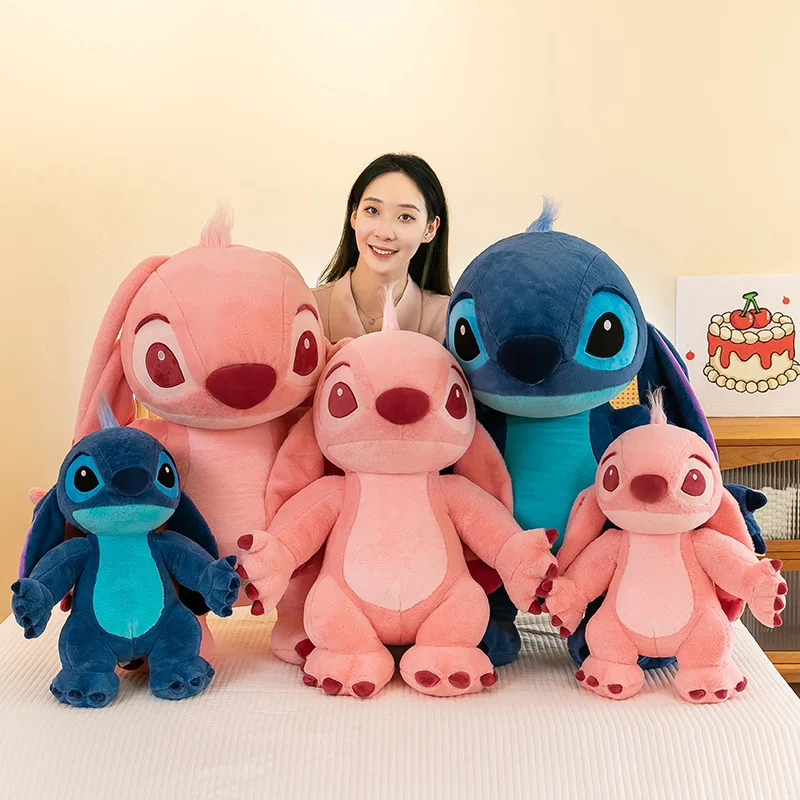 50/90cm Disney Anime Lilo Stitch Plush Toy Kawaii Cartoon Stand Angel Plushies Soft Stuffed Doll Big Pillow Cushion Kids Gift