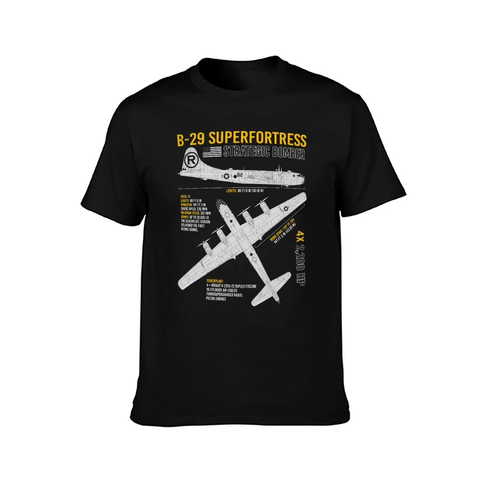 B-29 Superfortress Bomber ww2 US Aircraft Plane USAF Airplane Blueprint T-Shirt Halloween Casual T-Shirt
