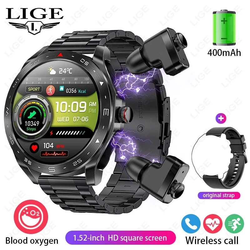 LIGE 2026 NEW With Earbuds Bluetooth Headset Smartwatch Women Speaker Tracker Music Sport Watch Men Waterproof Smart Watch