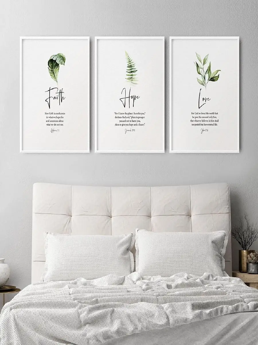 Faith Hope Love Christian Quotes Canvas Wall Art for Living Room Home Decor