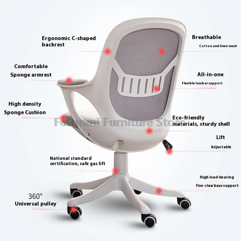 Ergonomic Breathableตาข่ายเก้าอี้สํานักงานพร้อมรองรับเอวปรับหมุนโต๊ะเก้าอี้โยกHome Gaming Studyเก้าอี้คอมพิวเตอร์