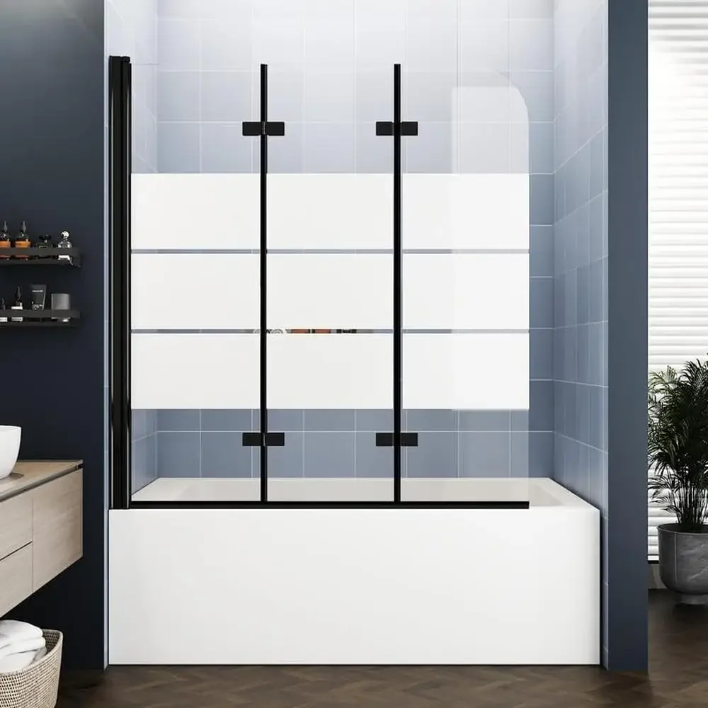 Semi-Frameless Bypass Bathtub Shower Door 48