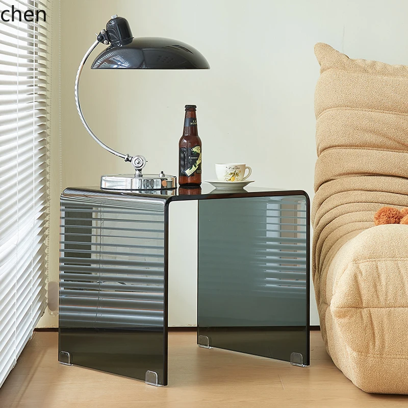 

living room glass sofa side square small coffee table bedside table