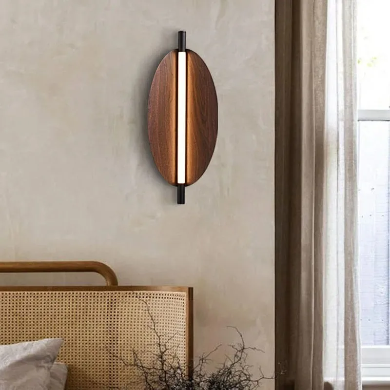 

Thula Brown Metal Leaf wall lamp led wabi sabi woodgrain lamp Parlor Bedroom Aisle wall Sconce Long Bedroom Balcony Lights