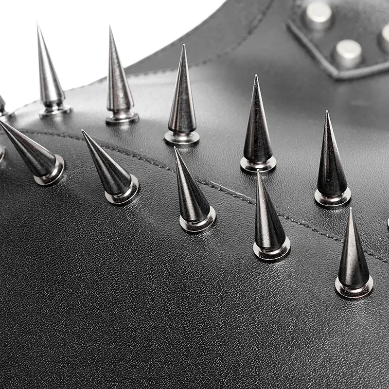 PUNK RAVE Men\'s Punk Cosplay Pirate Palace PU Leather Gothic Cone Nail Fitted Version Armor with Retro Hit Nails Accessories