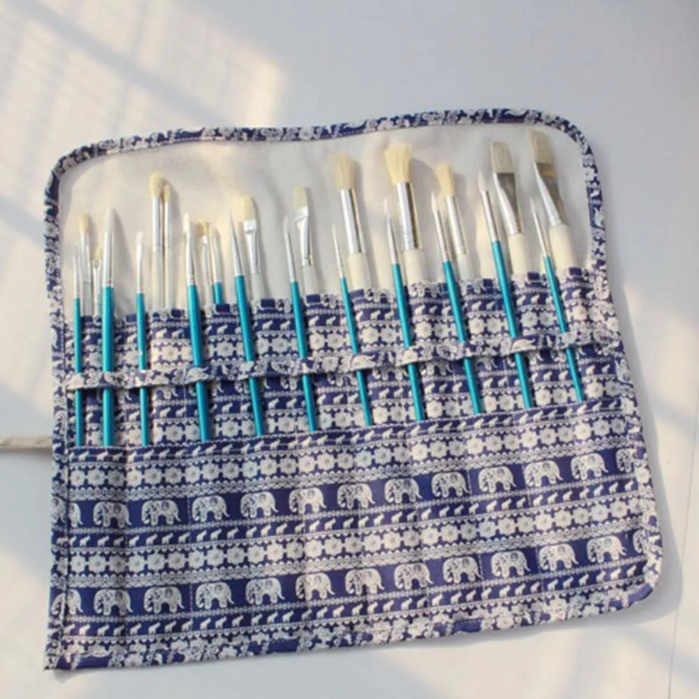 20 فتحة حامل فرشاة طلاء قماشية قابلة للطي لتخزين الطلاء بالألوان المائية واستخدام الزيت وحامل فرشاة الفنان وحقائب قماشية #5