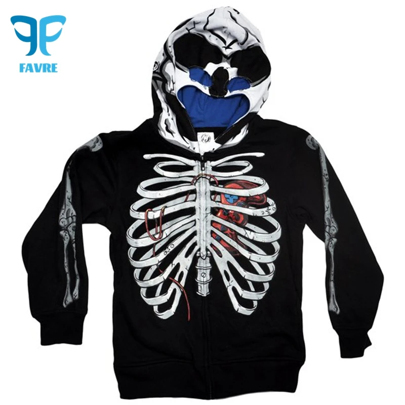 FAVRE Skeleton Print Sweatshirts Y2K Women Vintage Hoodies Ins Spring Autumn Casual Cardigan Europe and America Loose Outwear