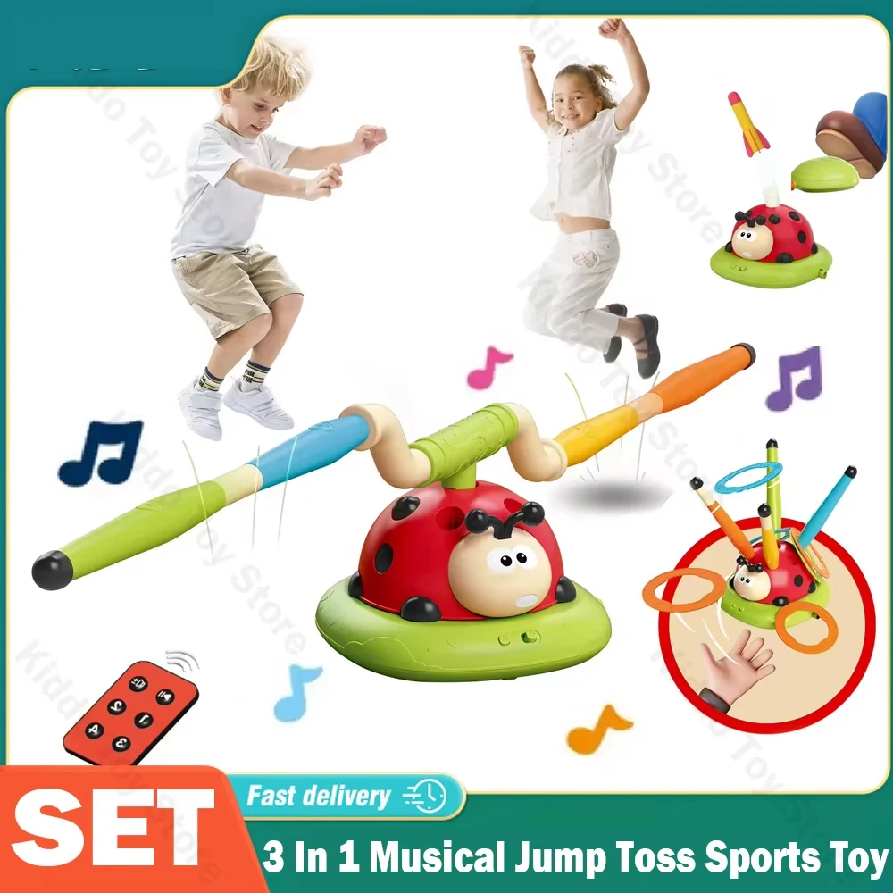 Musical Jump Toss Educational Toy Sports Entertainment Ladybug 3 In 1 Multifunctional Sturdy Skipping Rope Outdoor Somatosensory