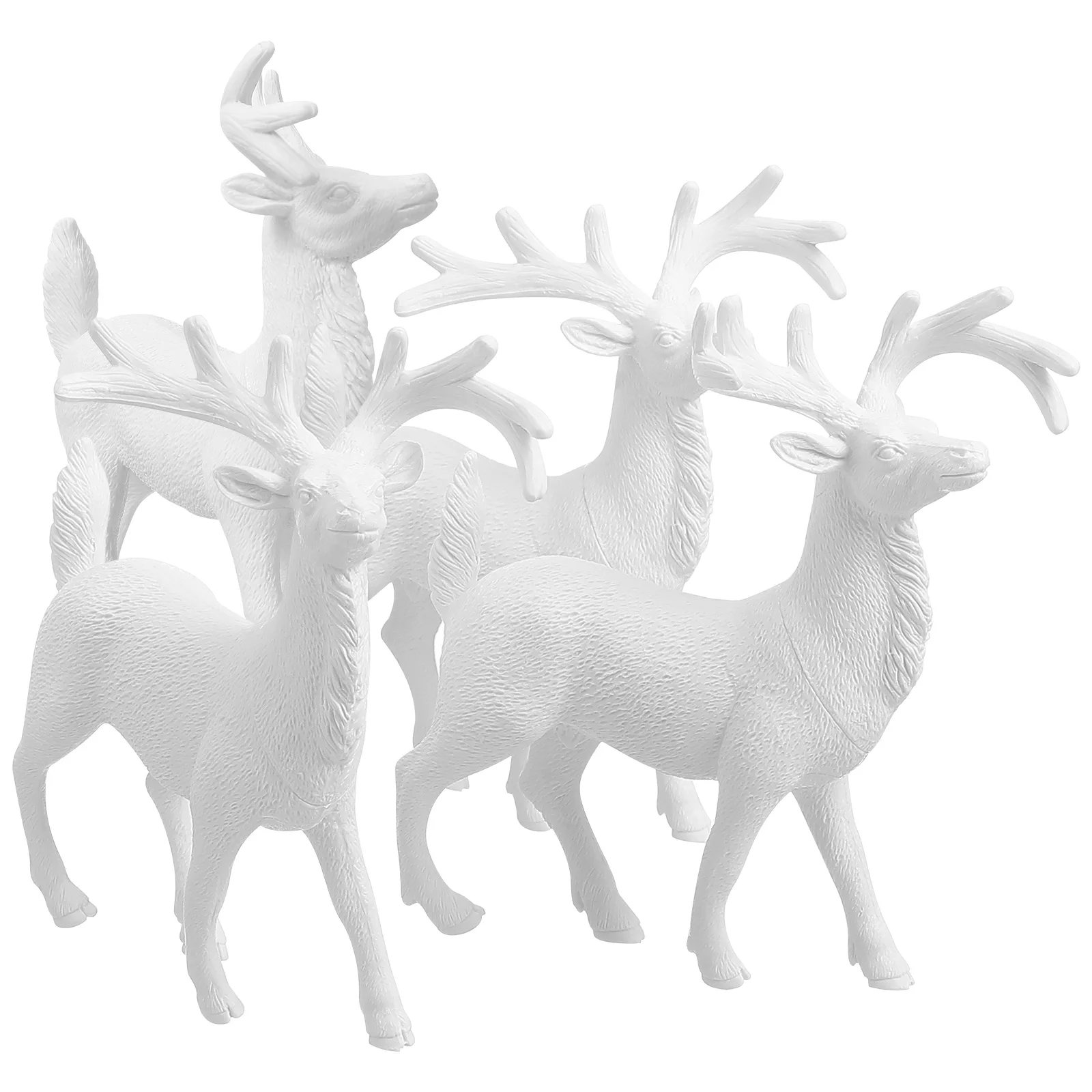 

4Pcs Christmas White Deer Mini Decorative Desktop Decor Lifelike Deer Accessory for Home Office Bedroom Holiday Party