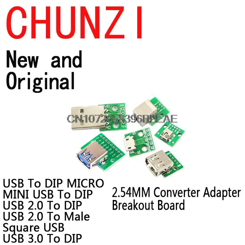 5 قطعة مايكرو USB صغير USB ذكر USB 2.0 3.0 أنثى USB B موصل واجهة إلى 2.54 مللي متر DIP PCB محول محول لوحة القطع