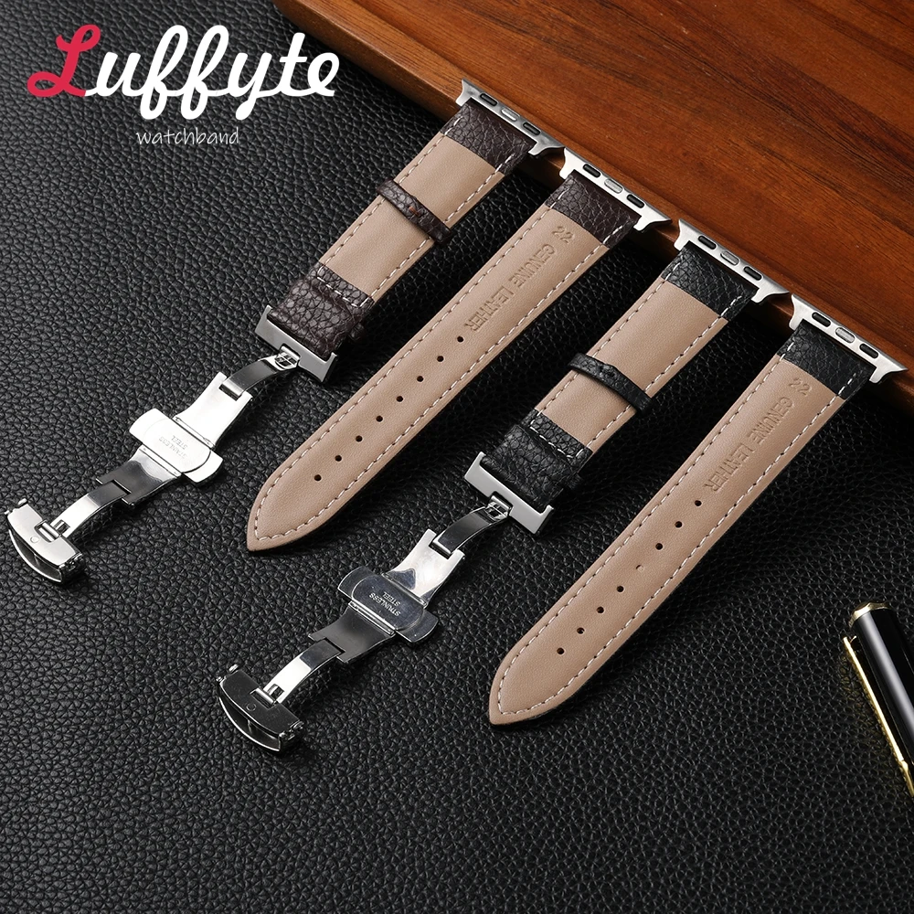 Ремешок Lichee для Apple Watch 49/44/45/42/38/40/41 мм, браслет из нержавеющей стали с пряжкой для IWatch Ultra 9 8 7 6 5 4 Se