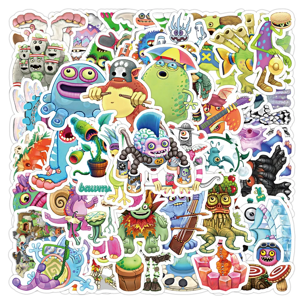 

10/30/50PCS Cute My Singing Monster Stickers for Kids Game Cute Cartoon Decals Toy DIY Laptop Skateboard Car Sticker Wholesale