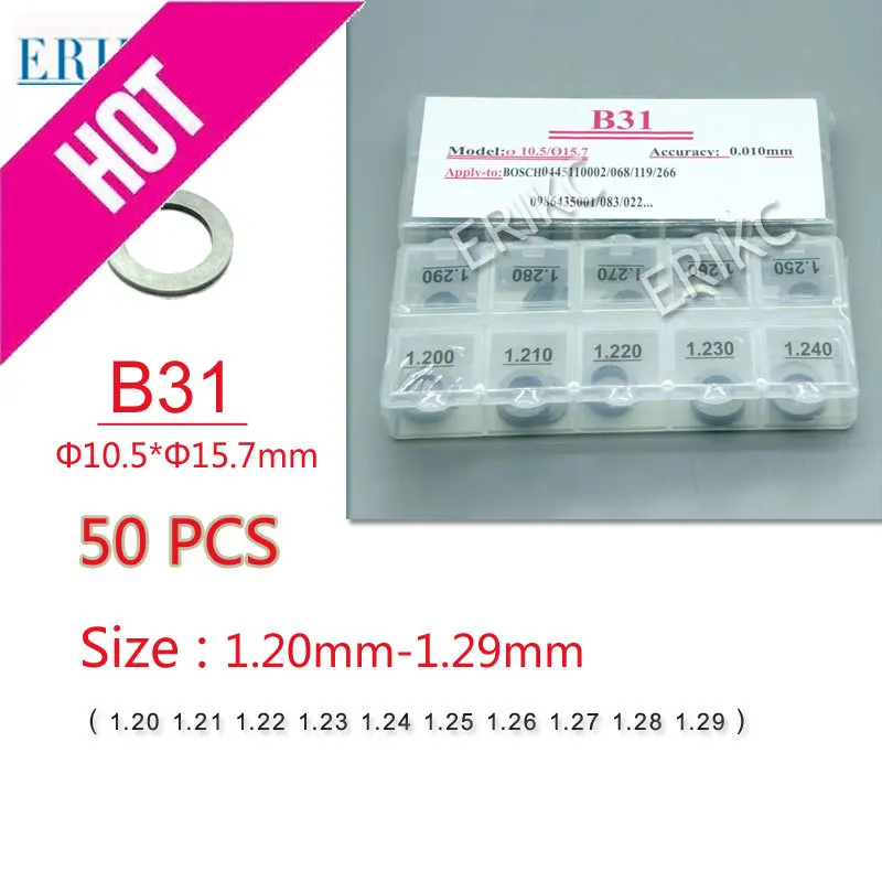 ERIKC B31 diesel injector washer and Fuel Injection Shim Kits,different types of gasket size:1.20mm--1.29mm