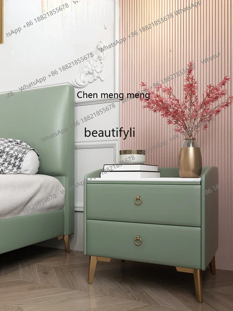 

cn8350 LHY yj Minimalist Light Luxury Leather Stone Plate Bedside Table Modern Minimalist Bedroom Storage Soft Pack Bed Side Cab