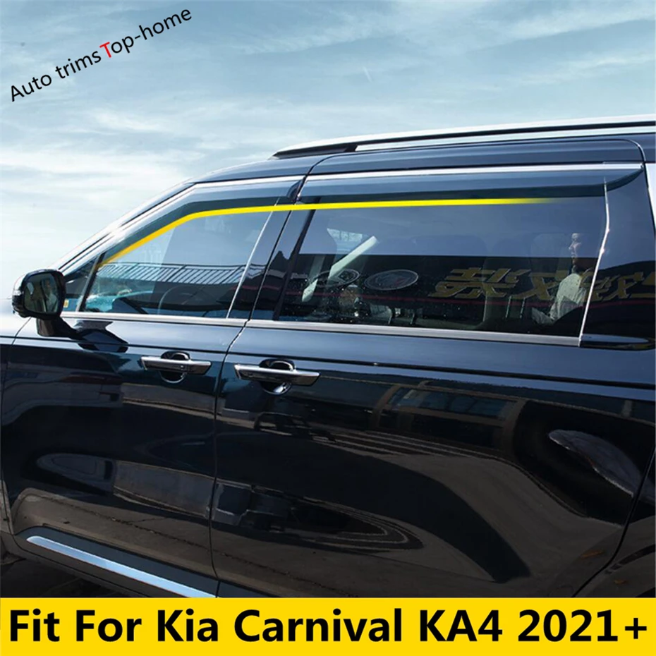 For Kia Carnival KA4 2021 2022 Car Window Sun Rain Wind Guard Smoke Vent Visor Deflectors Cover Trim Exterior Accessories 4PCS