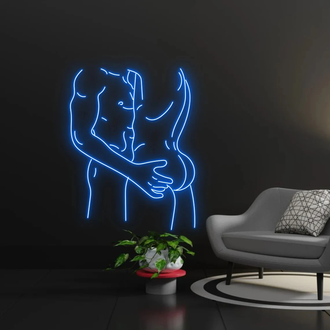 Gay Couple Hugging Neon Sign Man Body Art Neon Men Couple Bedroom Wall Decor Beer Bar Nightclub Decor