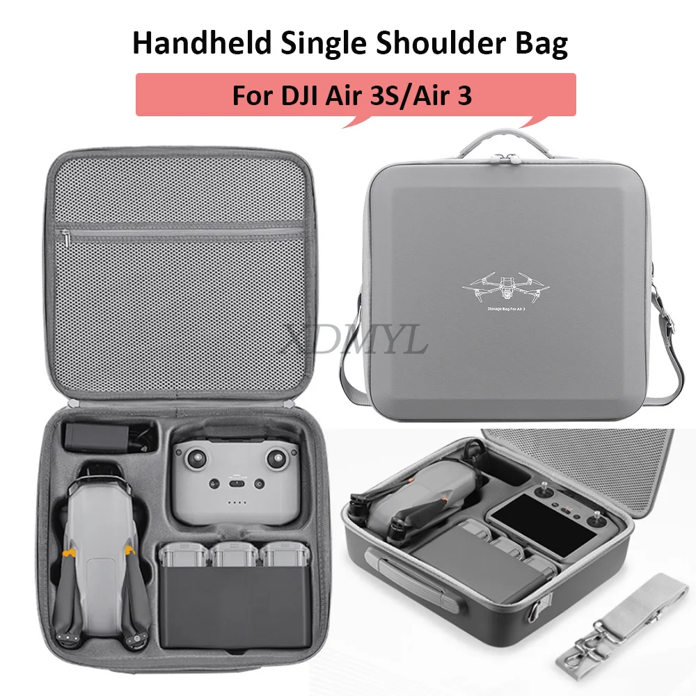 Portable Single Shoulder Bag For DJI Air 3/Air 3S RC 2/RC N2/RC N3 Handheld Crossbody Bag Hard Shell Suitcase Drone Accessories