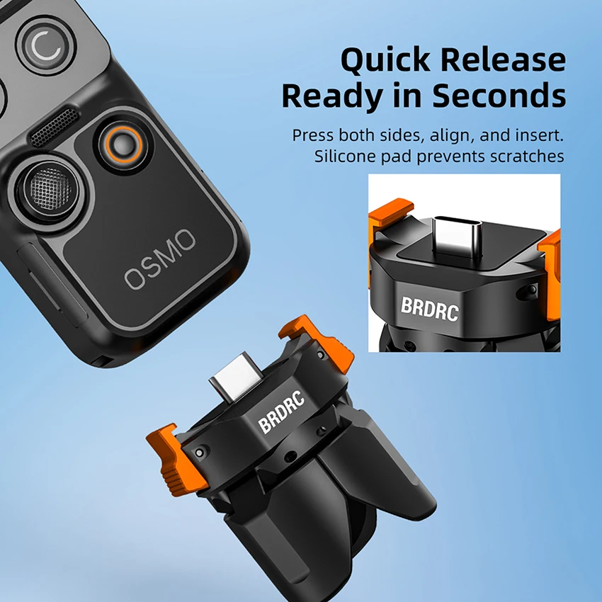 BRDRC Quick-release Short-leg Stand for Charging – Magnetic Base Tripod Accessories for DJI Pocket 4P/3