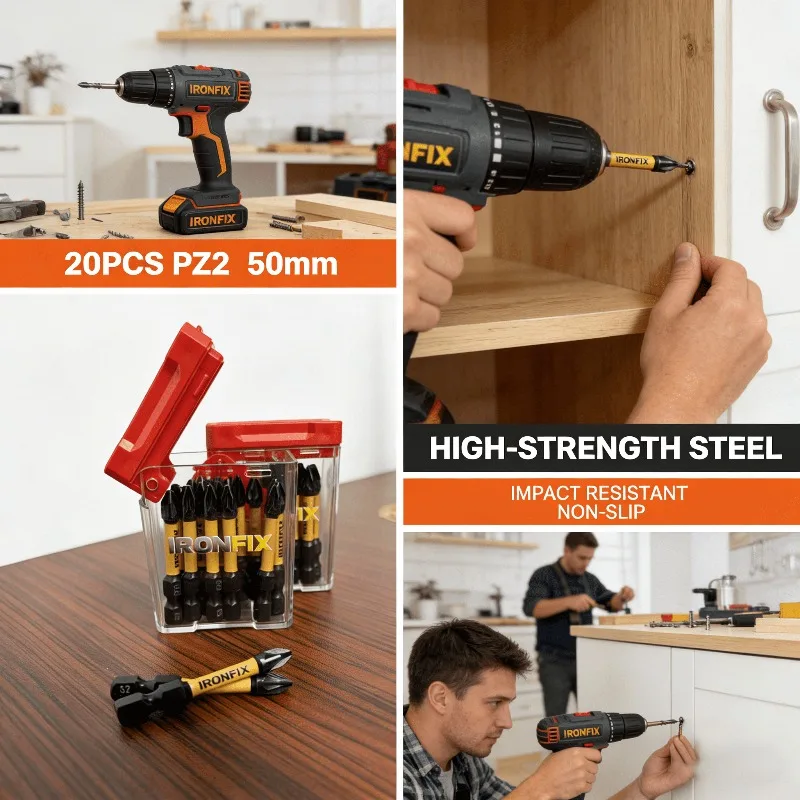 High Quality 20pcs PZ2 Screwdriver Bits Set For Electric Drill Driver Tool Box Kit Hardware Accessories DIY Home Repair view 5