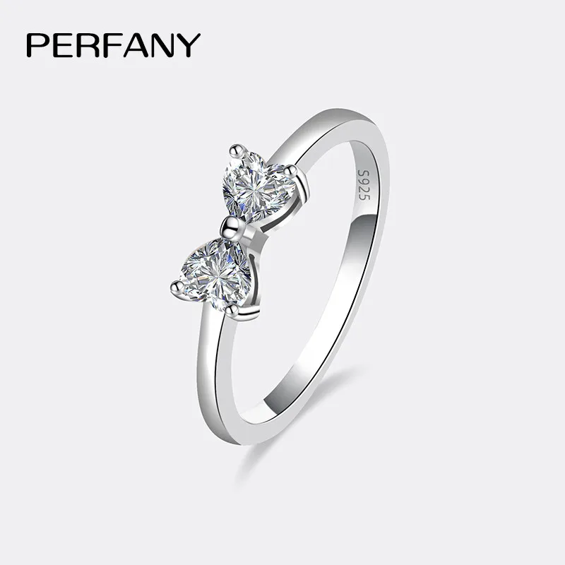 PERFANY 0.6CT Heart-Shaped Cut Moissanite Women's Ring S925 Pure Silver Shiny Laboratory Diamond Fashion Party Jewelry