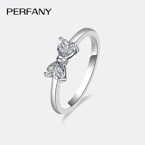 PERFANY 여성용 하트 모양 컷 모이사나이트 반지, S925 퓨어 실버 샤이니 실험실 다이아몬드, 패션 파티 주얼리, 0.6CT