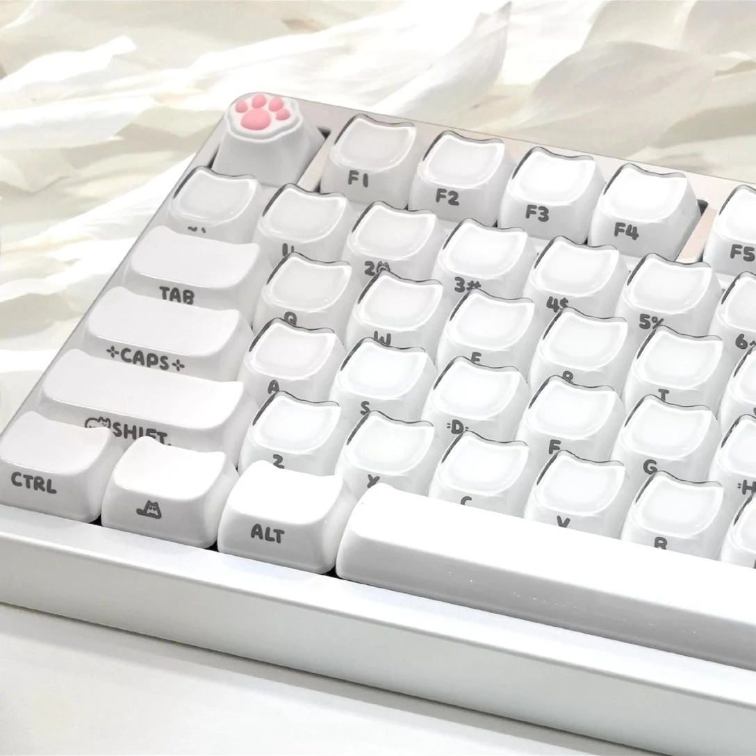 

White Jelly Side Printed Keycaps MAO Profile Crystal Clear PC 120 Keys Cute for Girls MX Switch Mechanical Keyboard