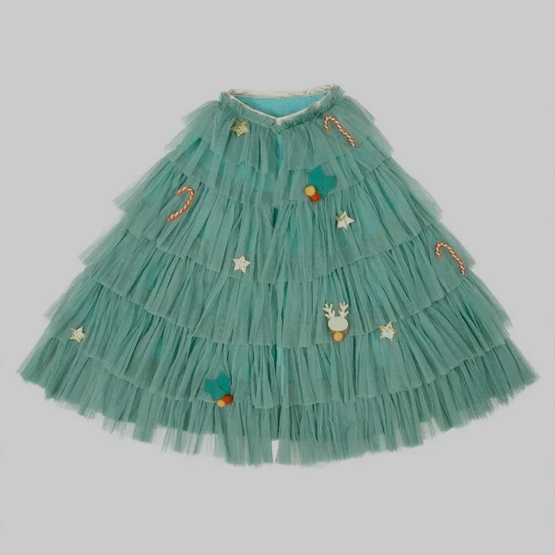 Christmas Costume Props Girl Green Christmas Tree Shaped Cloak Cosplay Parties Balls Performances Decorate Cloaks