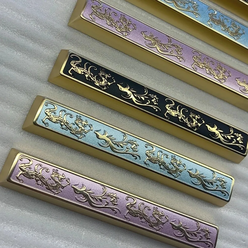 Dragon and Phoenix Metal Keycaps Engraving 6.25U/7U Cherry Profile Matte Keycaps Single Custom Space Key Caps for MX Keyboards