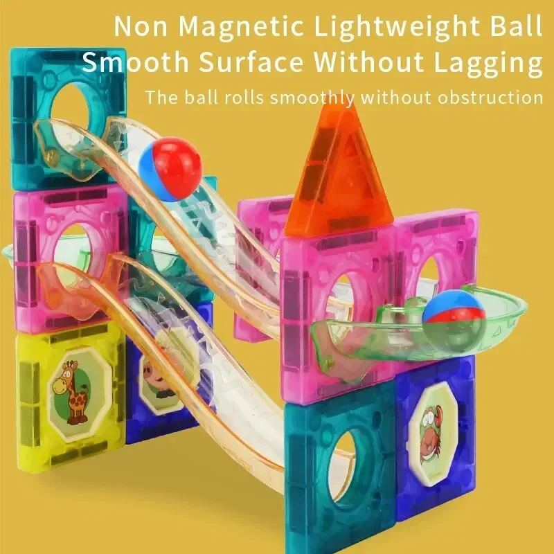 2024 New Color Window Magnetic Building Block Toy Children\'s Slide Ball Magnetic Building Block Pipe Magnet Splicing Track Toy