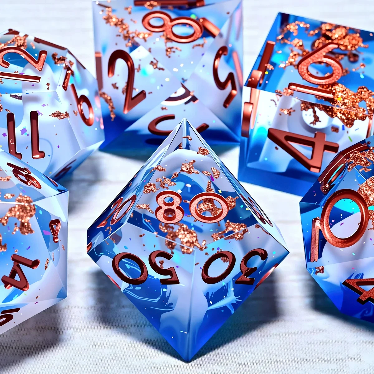 مجموعة مكونة من 7 قطع من نرد الراتنج DND للزنزانات والتنينات DND 5e RPG لوحة لعبة الطاولة لعب الأدوار هدية عيد ميلاد #3