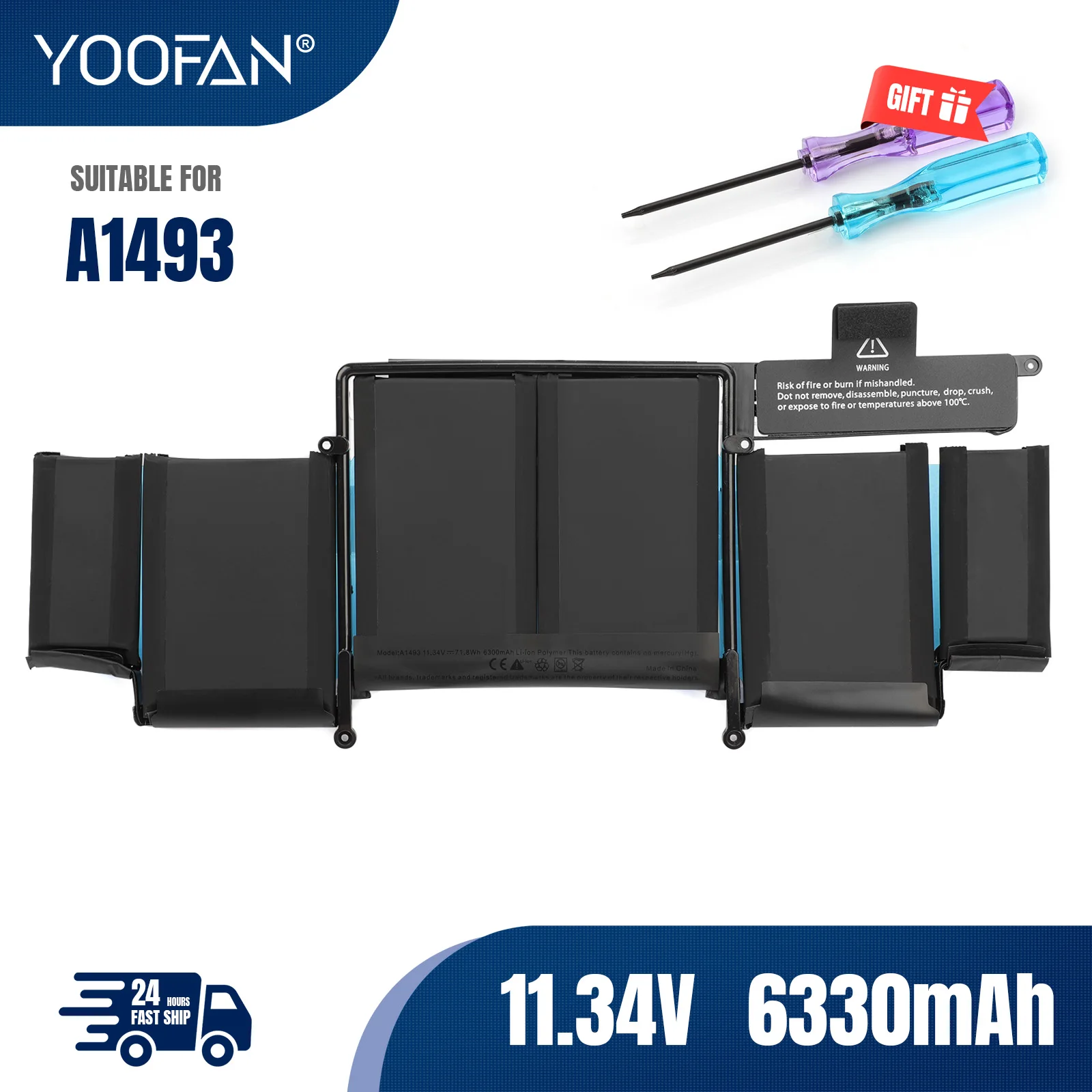 YOOFAN A1493 Laptop Battery for Apple MacBook Pro 13