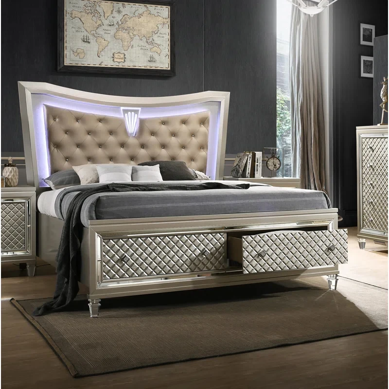 #   Rundes, anpassbares, modernes Diamant-Spiegelbett für Schlafzimmer oder Hotel, luxuriöses Schlafzimmermöbel für Villen