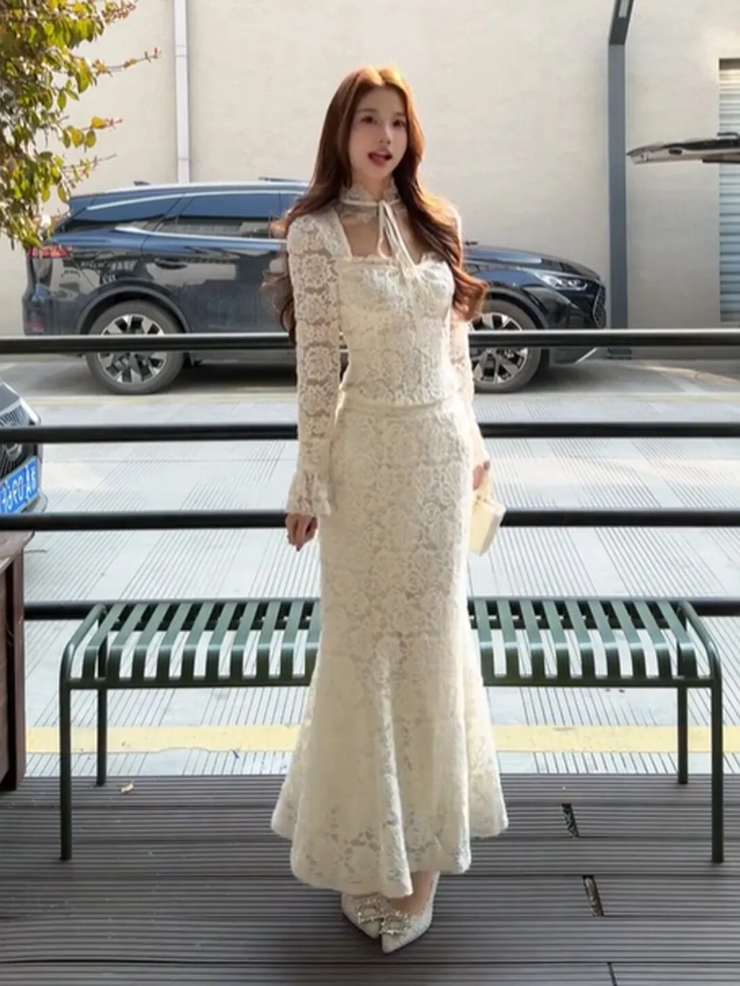 

Unique Pure Desire Lace Top And Skirt Set Women's Fashion Spring Outfit Bodycon Long Sleeve Comfortable Mid-Waist Spring Coll...