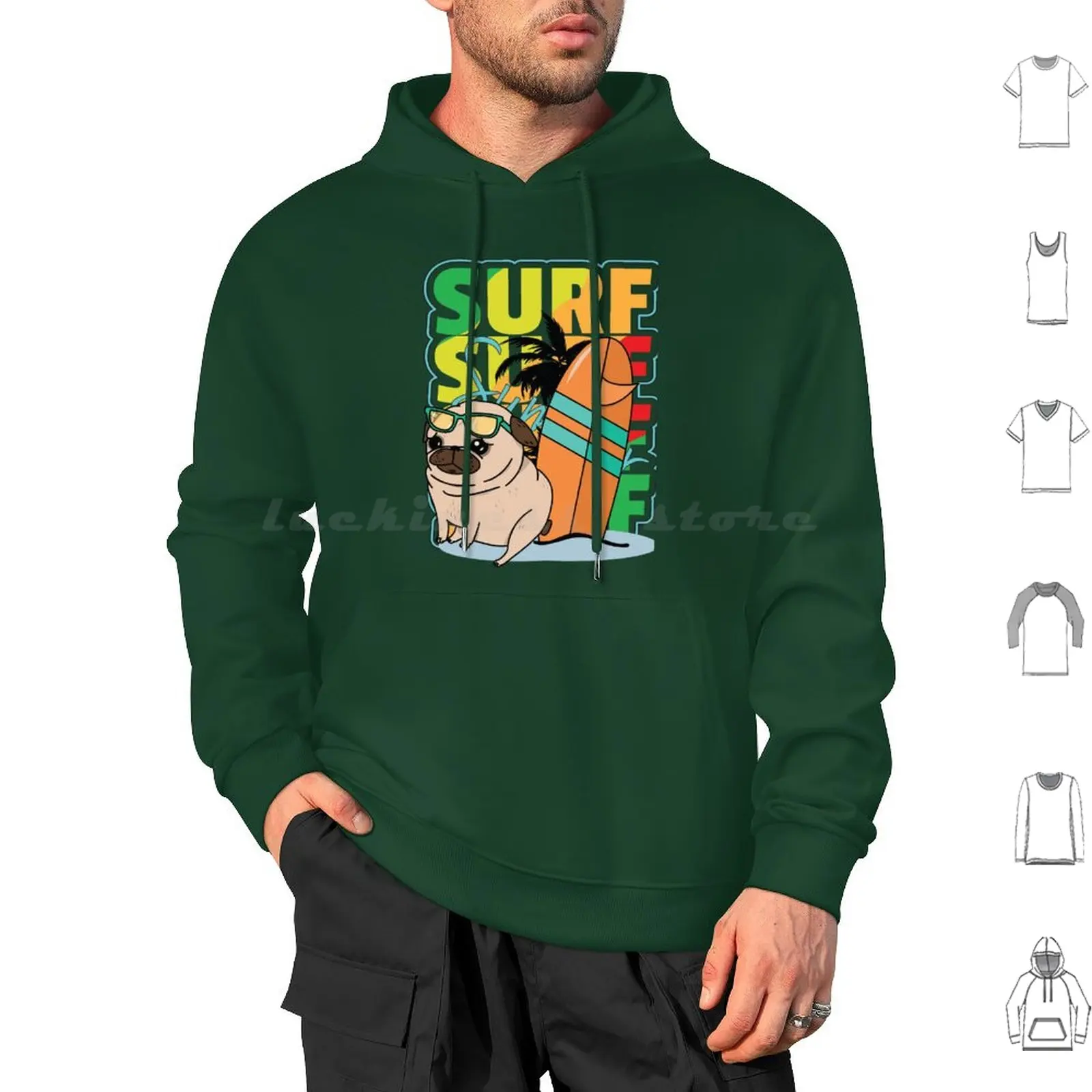 Retro Sunset Surfing Dog Hoodies Long Sleeve Beach Big Waves Surfing Dog Pet Lover Summertime Surfing Pawprin Retro