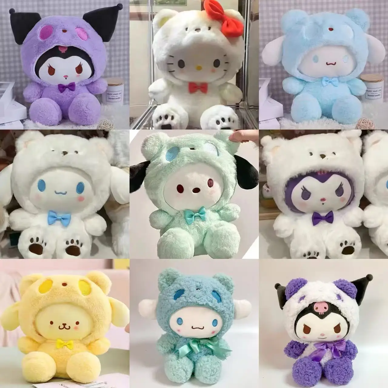 

2026 Sanrio Plush Kawaii Kuromi My Melody Cinnamoroll Plush Toys Doll Pillow Anime Cartoon Kids Gifts Room Decoration Dolls
