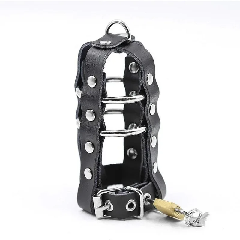 Fetish Lederen Penis Sloten Verstelbare Gesp Cock Cage Metal Locked Penis Ring Kuisheidsgordel Adult Sex Game voor Mannen Gay