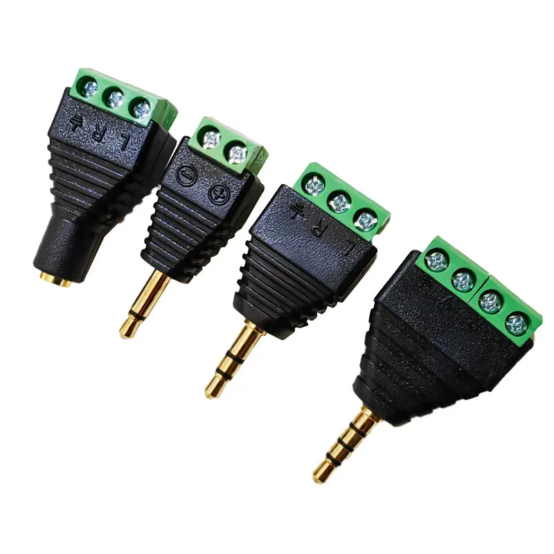 

3.5mm 3 Pole 4 Pole male Connector Terminal 3pin 4pin Audio AUX earphone adapter To Headphone Jack Stereo Plug Solderless DIY