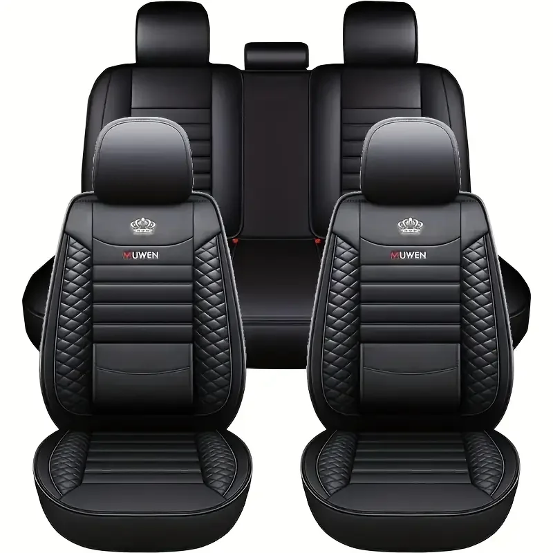 Five-seat Car Seat Covers, Full-coverage Design with Integrated Lumbar Support, Suitable for Most Vehicles and Sedans.