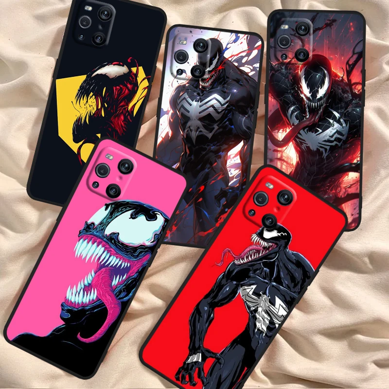 Venom Marvel Cool Mysterious For OPPO Find X6 X5 X3 A54S A5 A94 A16 A53S A57 A74 A72 A98 A78 A96 A9 5G Black Cover Phone Case